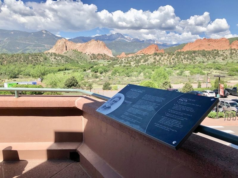 Marker, Garden of the Gods, and Pikes Peak image. Click for full size.