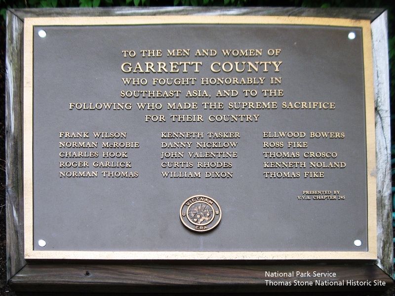 To the Men and Women of Garrett County who fought honorably in Southeast Asia Marker image. Click for full size.