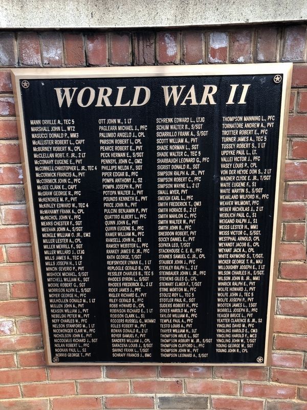 World War II plaque [right] image. Click for full size.