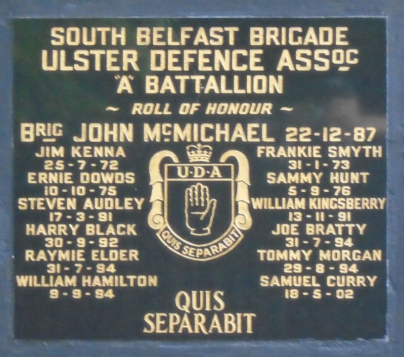 South Belfast Brigade "A" Battalion Memorial Honour Roll image. Click for full size.