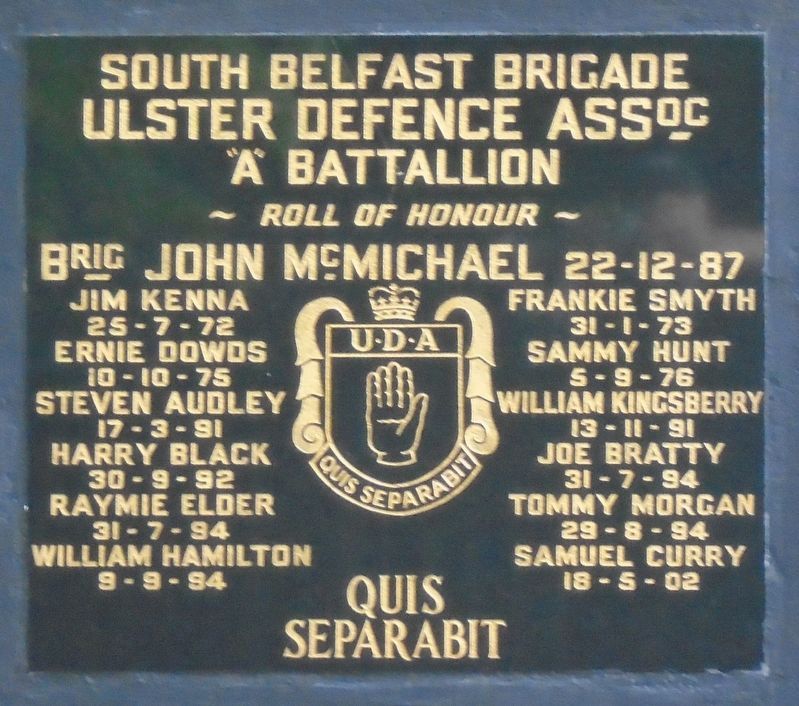 South Belfast Brigade "A" Battalion Memorial Honour Roll. Click for full size. South Belfast Brigade "A" Battalion Memorial Honour Roll image. Click for full size.