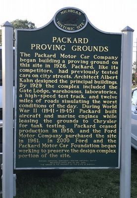 Packard Proving Grounds Marker. Click for full size. Packard Proving Grounds Marker image. Click for full size.
