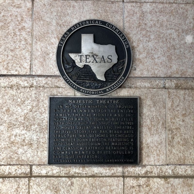 Majestic Theatre Texas Historical Marker image. Click for full size.