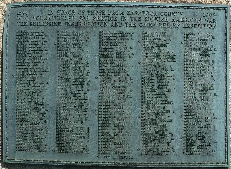 Saratoga County Spanish-American War Memorial. Click for full size. Saratoga County Spanish-American War Memorial image. Click for full size.