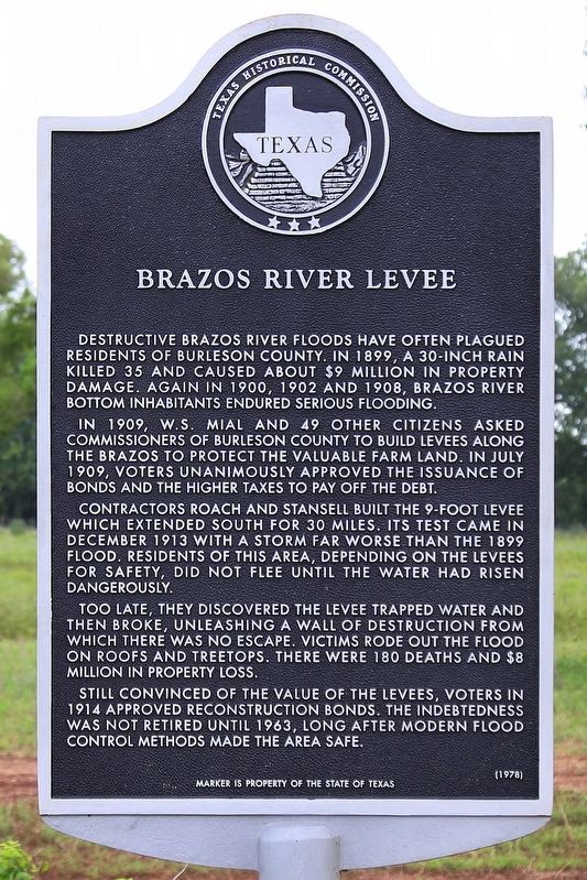 Brazos River Levee Marker image. Click for full size.