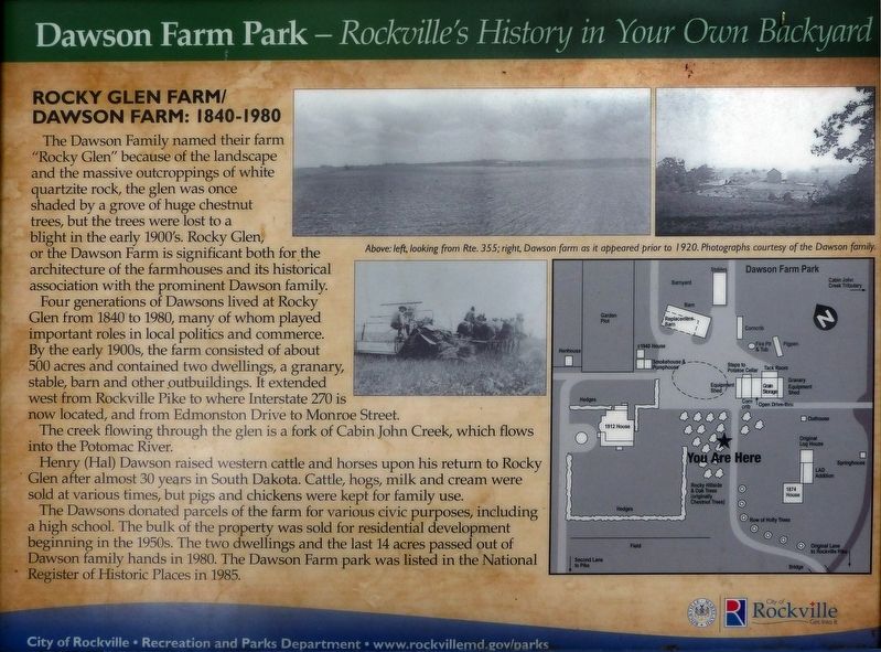 Rocky Glen Farm / Dawson Farm: 1840-1980 Marker image. Click for full size.