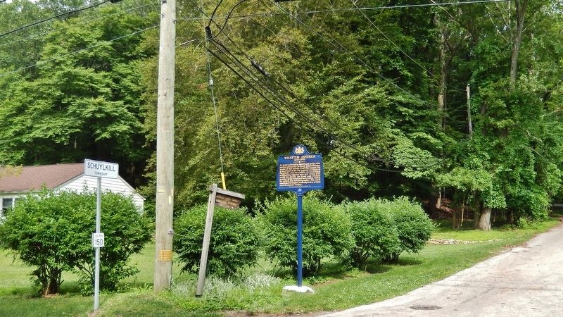 Wharton Esherick Marker (<i>wide view looking east along Horse Shoe Trail from Diamond Rock Rd.</i>) image. Click for full size.
