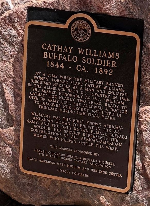 Cathay Williams, Buffalo Soldier, 1844- CA. 1892 Marker image. Click for full size.