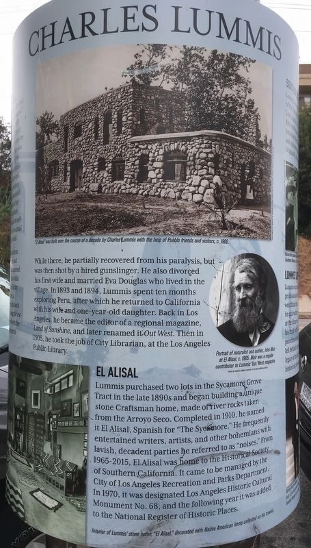Charles Lummis Marker. Click for full size. Charles Lummis Marker image. Click for full size.