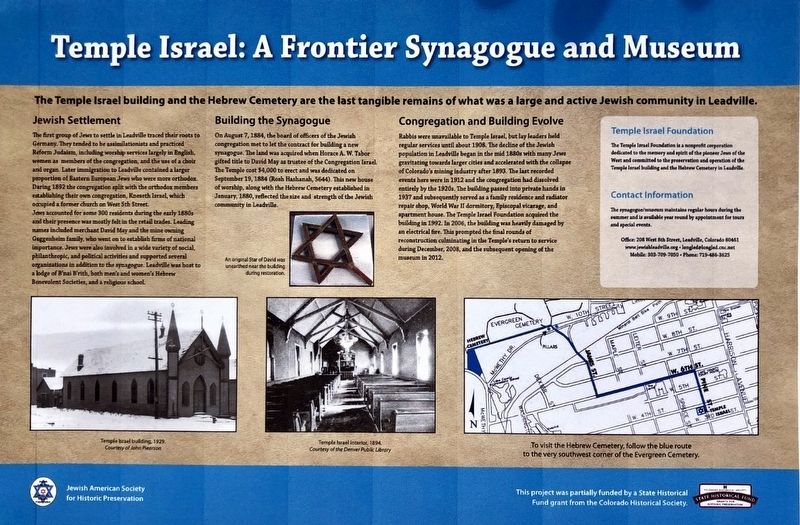Temple Israel: A Frontier Synagogue and Museum Marker image. Click for full size.
