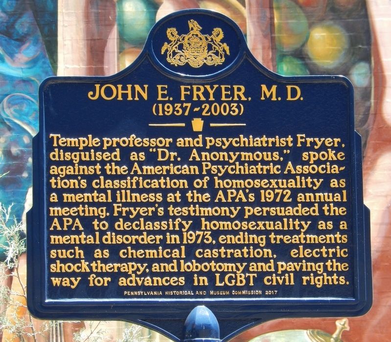 John E. Fryer, M.D. Marker. Click for full size. John E. Fryer, M.D. Marker image. Click for full size.
