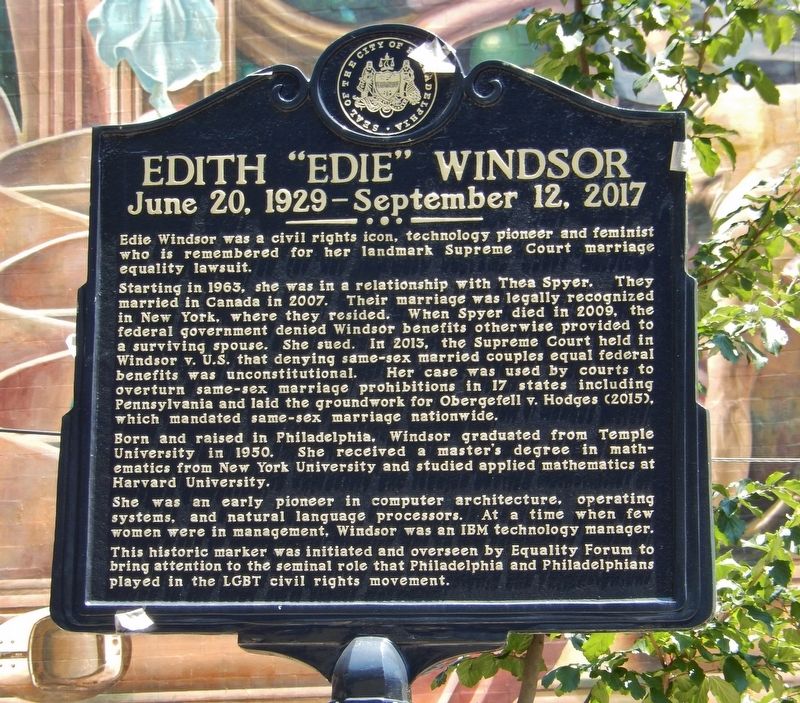 Edith "Edie" Windsor Marker image. Click for full size.