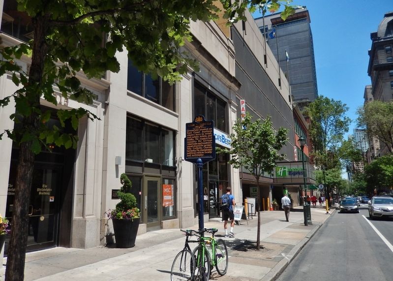 Albert M. Greenfield Marker<br>(<i>wide view &bull; looking east along Walnut Street</i>) image. Click for full size.