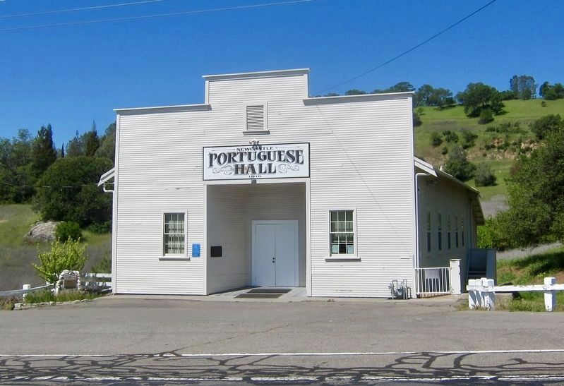 Newcastle Portuguese Hall and Marker. Click for full size. Newcastle Portuguese Hall and Marker image. Click for full size.