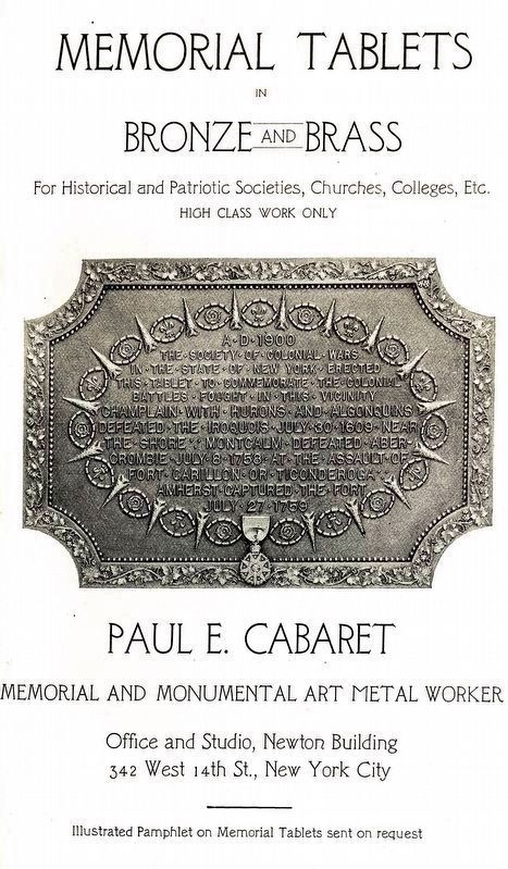 Paul E. Cabaret<br>Memorial and Monumental Art Metal Worker image. Click for full size.