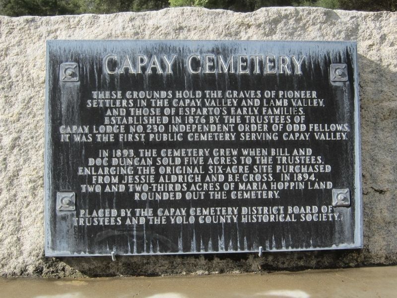 Capay Cemetery Marker image. Click for full size.