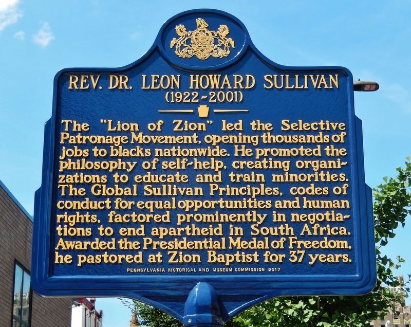 Rev. Dr. Leon Howard Sullivan Marker. Click for full size. Rev. Dr. Leon Howard Sullivan Marker image. Click for full size.
