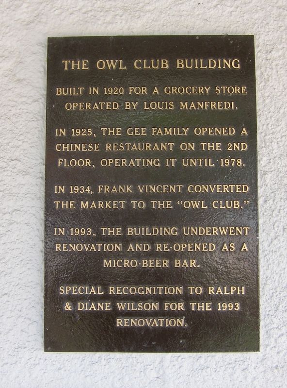 The Owl Club Building Marker image. Click for full size.