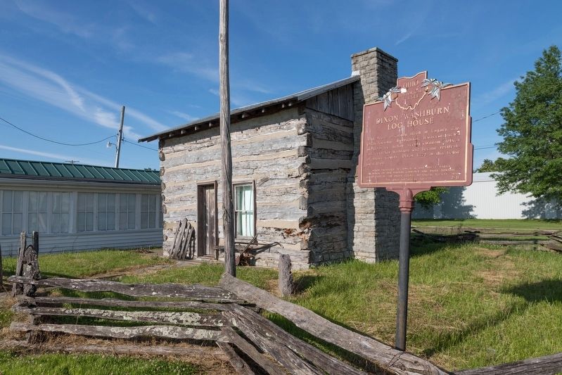 Dixon-Washburn Log House and Marker. Click for full size. Dixon-Washburn Log House and Marker image. Click for full size.