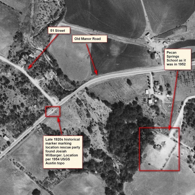 1952 aerial photograph of Pecan Springs School image. Click for full size.