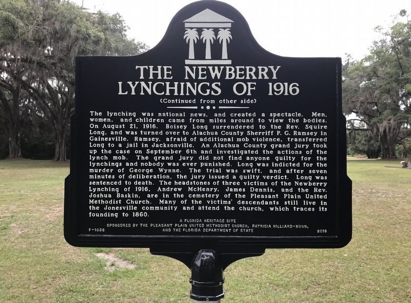 The Newberry Lynchings of 1916 Marker Side 2 image. Click for full size.