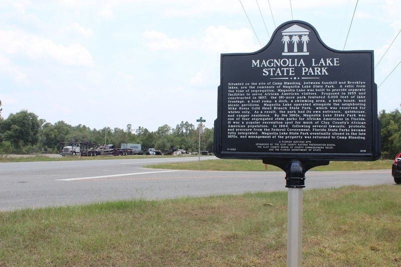 Magnolia Lake State Park Marker looking south of FL 21 image. Click for full size.