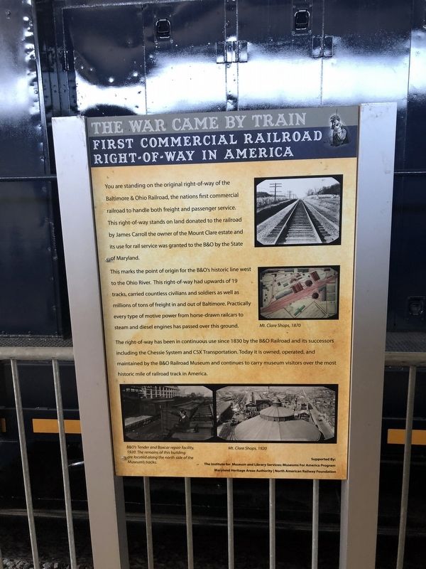 First Commercial Railroad Right-of-Way in America Marker. Click for full size. First Commercial Railroad Right-of-Way in America Marker image. Click for full size.