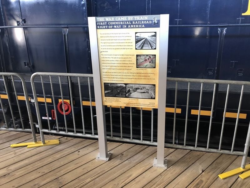 First Commercial Railroad Right-of-Way in America Marker. Click for full size. First Commercial Railroad Right-of-Way in America Marker image. Click for full size.