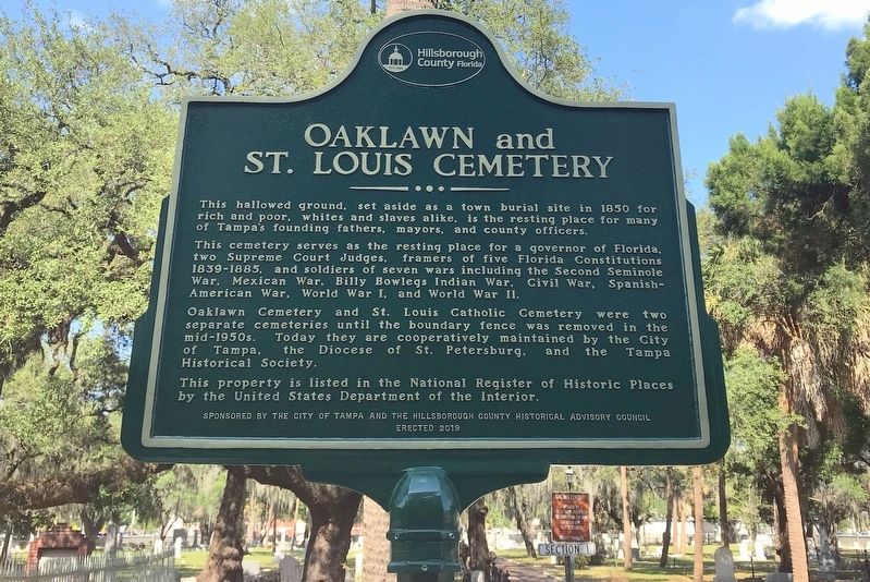 Oaklawn and St. Louis Cemetery Marker image. Click for full size.