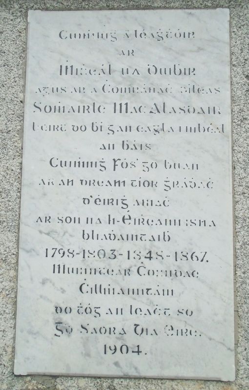 Michael Dwyer, Sam MacAllister, and the Insurrectionists Marker (Gaelic language) image. Click for full size.