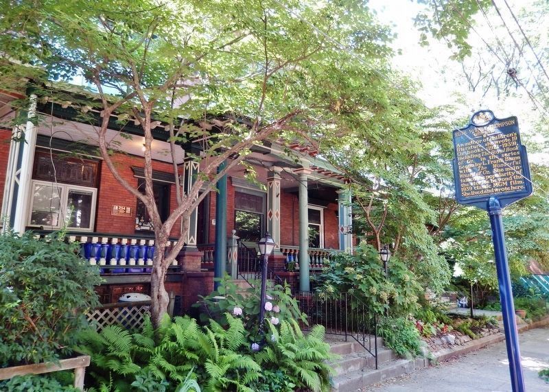 Ruth Plumly Thompson Marker<br>(<i>wide view looking north along sidewalk � house on left</i>) image. Click for full size.