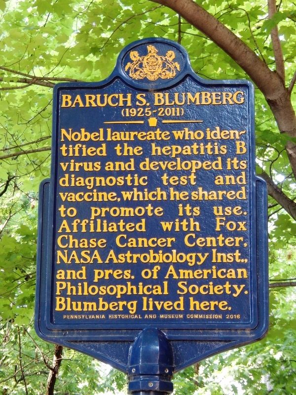 Baruch S. Blumberg Marker. Click for full size. Baruch S. Blumberg Marker image. Click for full size.