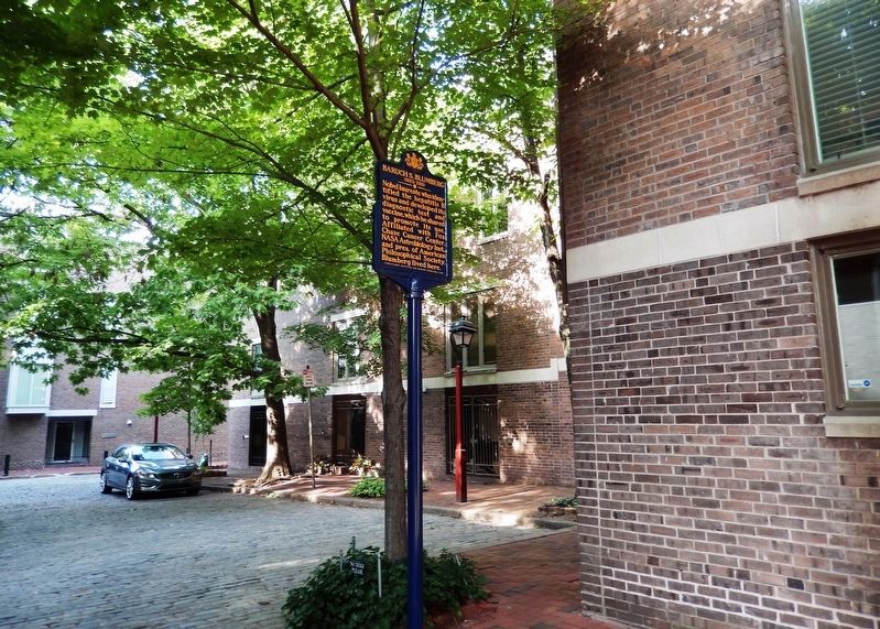 Baruch S. Blumberg Marker<br>(<i>view looking north along Lawrence Court to Cypress Street</i>) image. Click for full size.