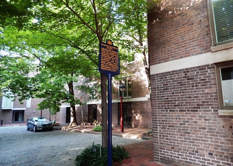 Baruch S. Blumberg Marker<br>(<i>view looking north along Lawrence Court to Cypress Street</i>). Click for full size. Baruch S. Blumberg Marker<br>(<i>view looking north along Lawrence Court to Cypress Street</i>) image. Click for full size.