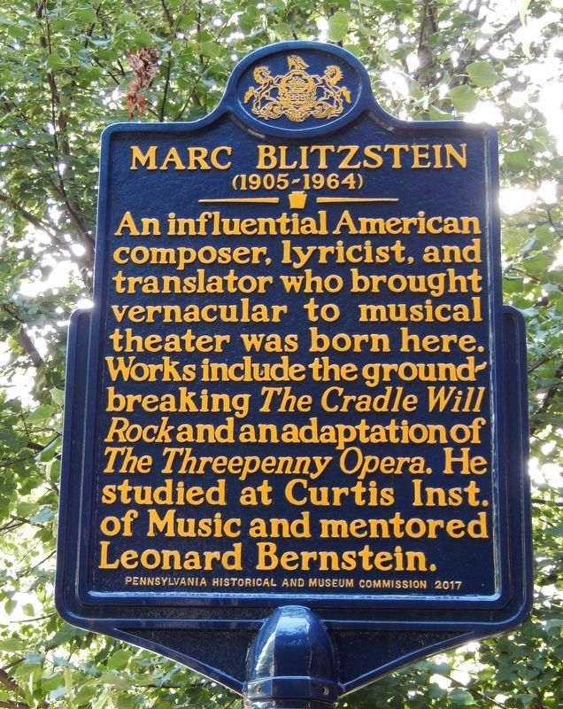Marc Blitzstein Marker. Click for full size. Marc Blitzstein Marker image. Click for full size.