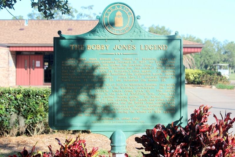 The Bobby Jones Legend Marker Side 1. Click for full size. The Bobby Jones Legend Marker Side 1 image. Click for full size.
