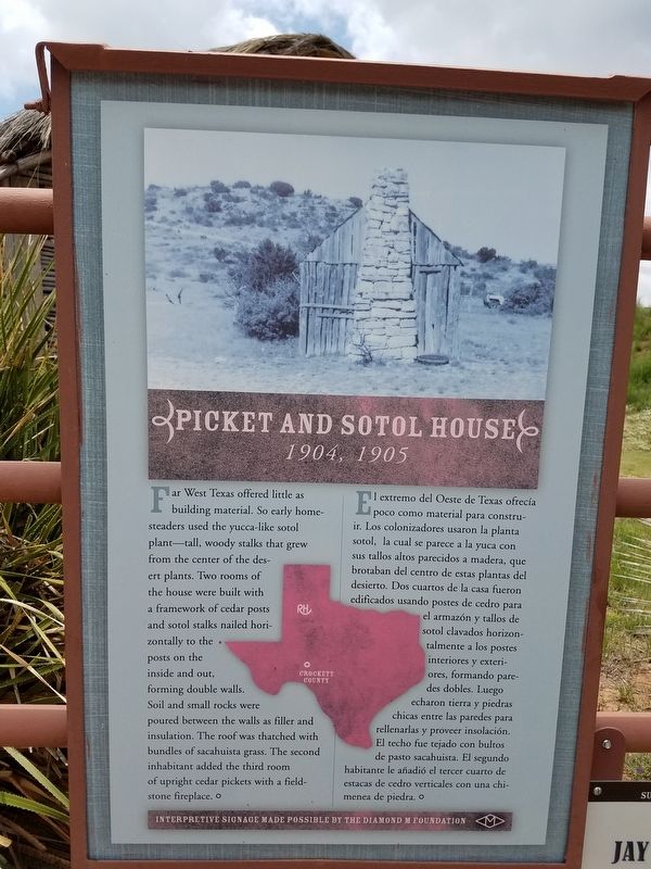Picket and Sotol House Marker. Click for full size. Picket and Sotol House Marker image. Click for full size.