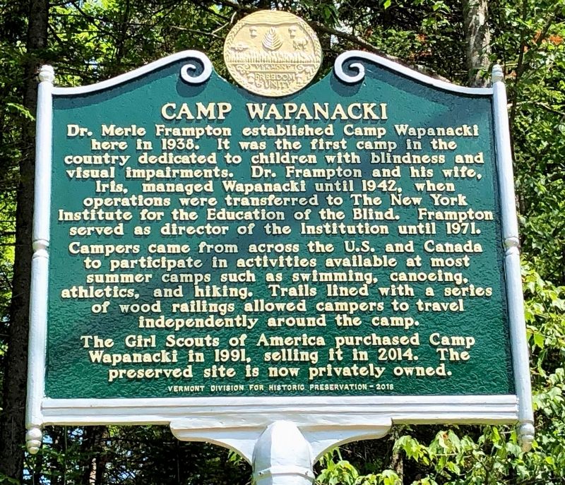 Camp Wapanacki Marker image. Click for full size.