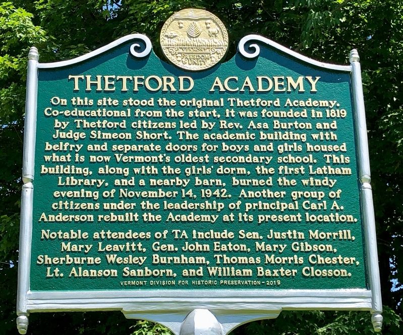 Thetford Academy Marker image. Click for full size.