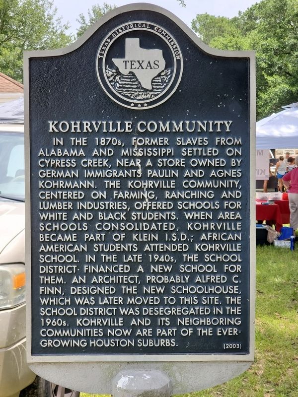 Kohrville Community Marker image. Click for full size.