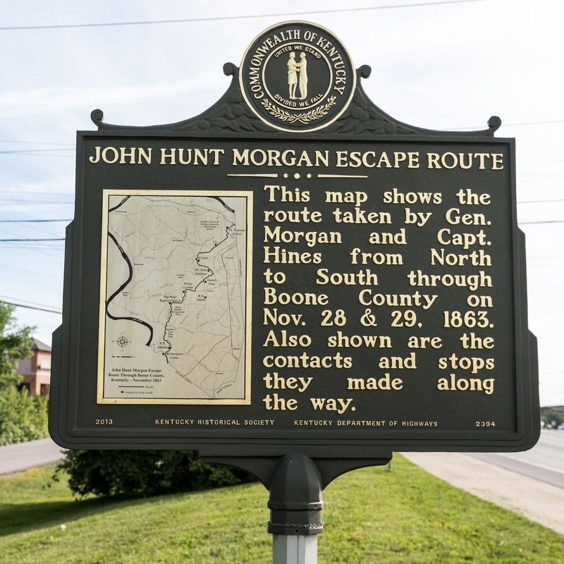 John Hunt Morgan Escape Route Marker, side two image. Click for full size.