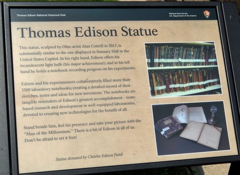 Thomas Edison Statue Marker image. Click for full size.