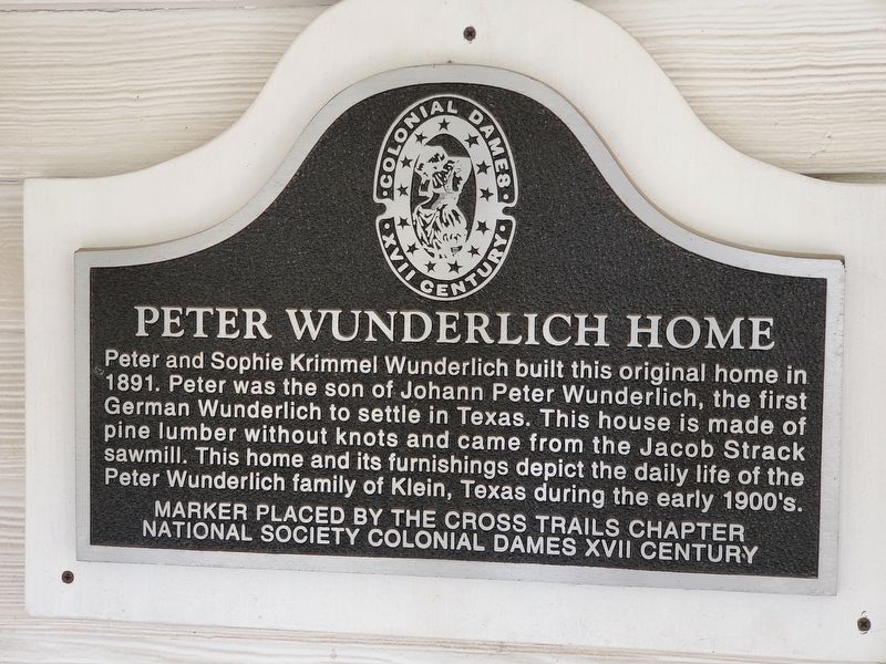 Peter Wunderlich Home Marker. Click for full size. Peter Wunderlich Home Marker image. Click for full size.