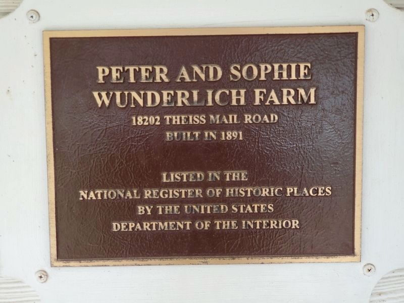 Peter and Sophie Wunderlich Farm NRHP Marker. Click for full size. Peter and Sophie Wunderlich Farm NRHP Marker image. Click for full size.
