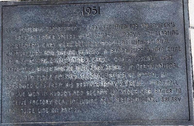 Racing on the Beach 1951 Marker. Click for full size. Racing on the Beach 1951 Marker image. Click for full size.