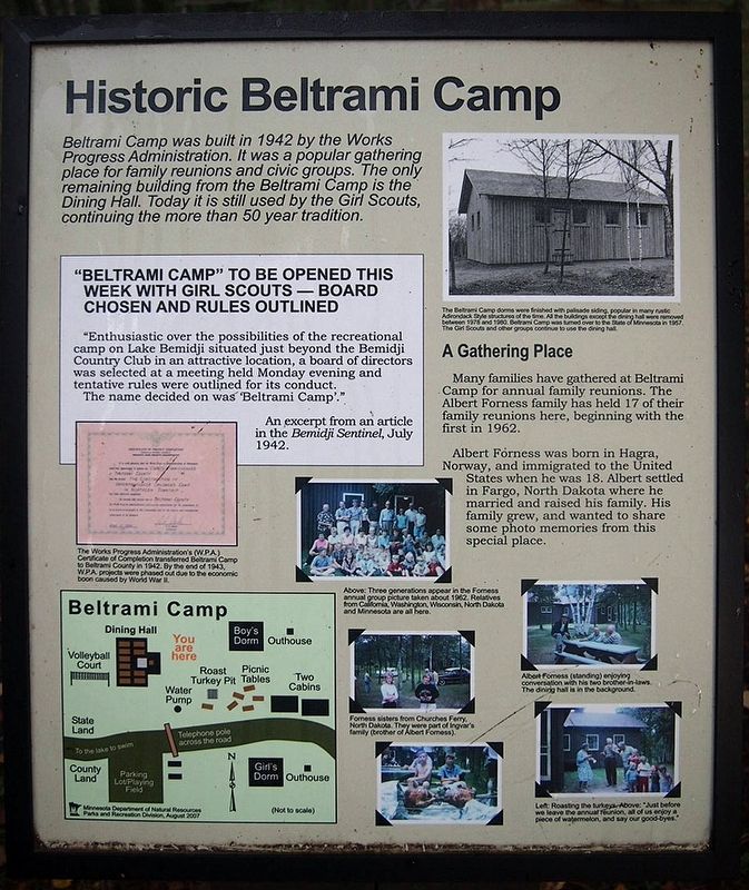 Historic Beltrami Camp marker image. Click for full size.