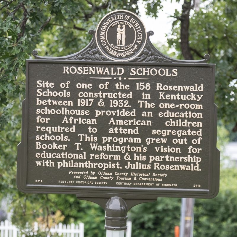 Rosenwald Schools side of marker image. Click for full size.