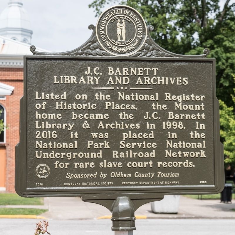 J.C. Barnett Library and Archives side of marker image. Click for full size.