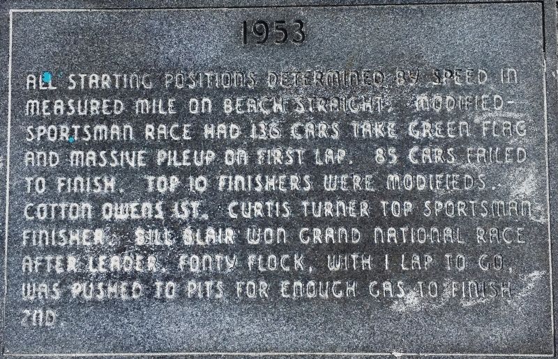 Racing on the Beach 1953 Marker. Click for full size. Racing on the Beach 1953 Marker image. Click for full size.