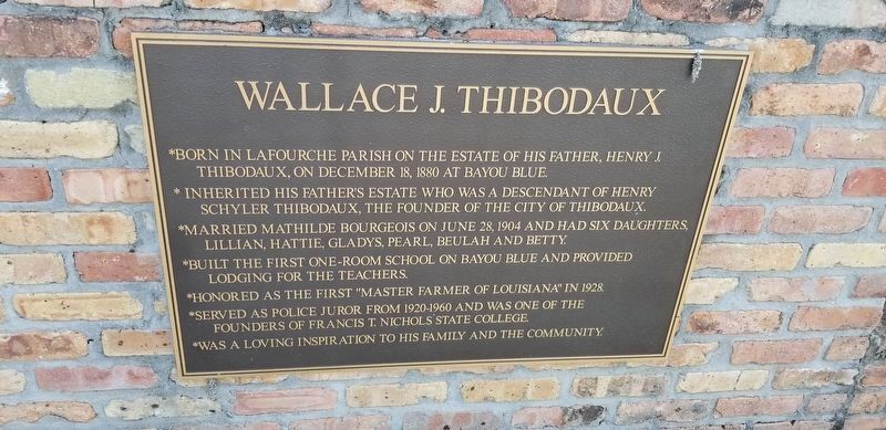 Wallace J. Thibodaux Marker. Click for full size. Wallace J. Thibodaux Marker image. Click for full size.